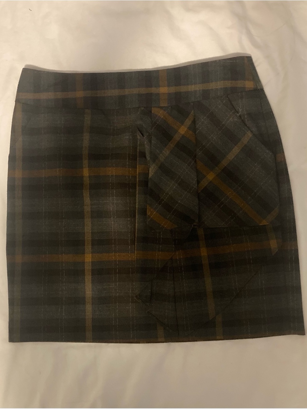 Michael Kors Olive Green and Mustard Plaid Mini Skirt
